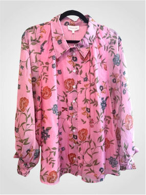 Entro Floral Print Blouse in Pink Size XL